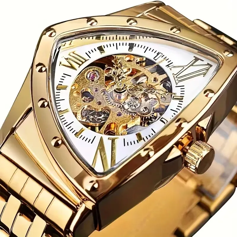 

Новые мужские механические часы серии Cobra, треугольной формы, в стиле casual, с полым дизайном, ремешком из нержавеющей стали, в европейском и американском стиле, класса люкс, модные, простые, уникальные, крутые и стильные, трендовые мужские часы, лучши