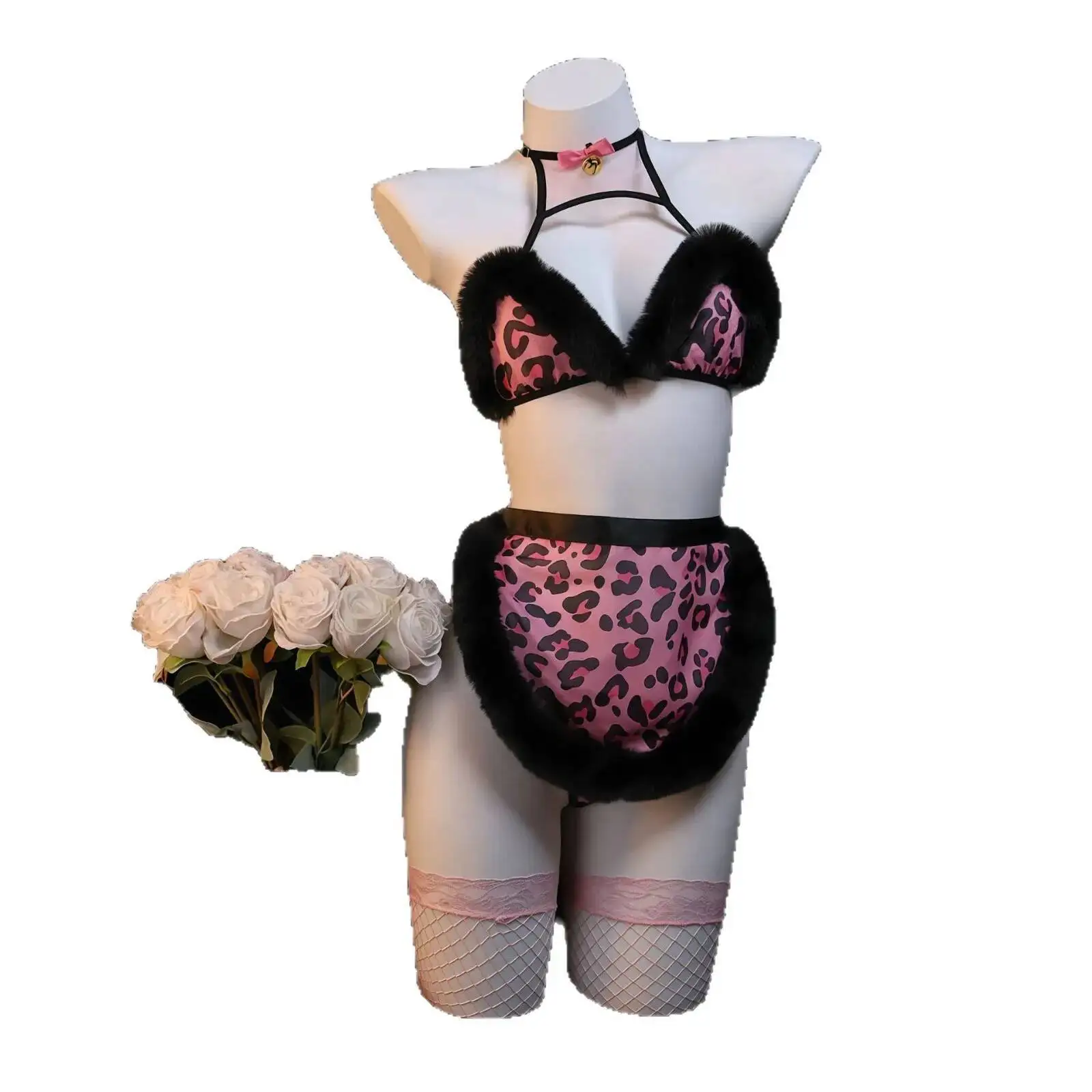 

Seductive Sexy Leopard Print Sets Cute Cat Girl Pure Alluring Cat Maid Outfit Pure Desire For Woman Charming Nightclub Wear XWIK