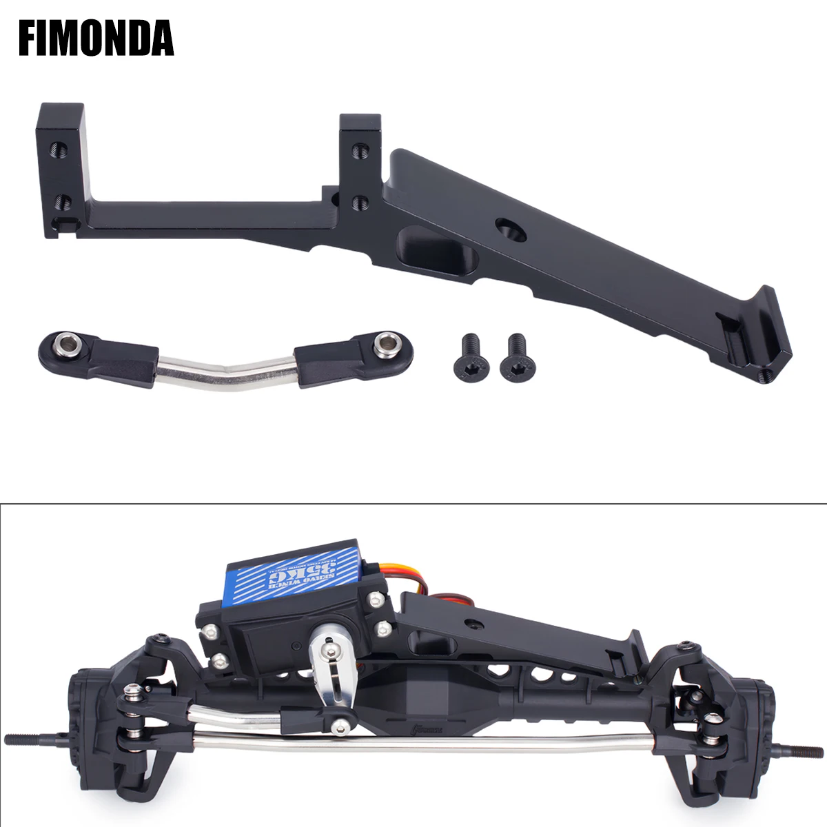 CNC Aluminum Axial Capra Upgrade Kit, 3-in-1 Performance Battery & Servo Mount + Steering Linkage for 1/10 Crawler