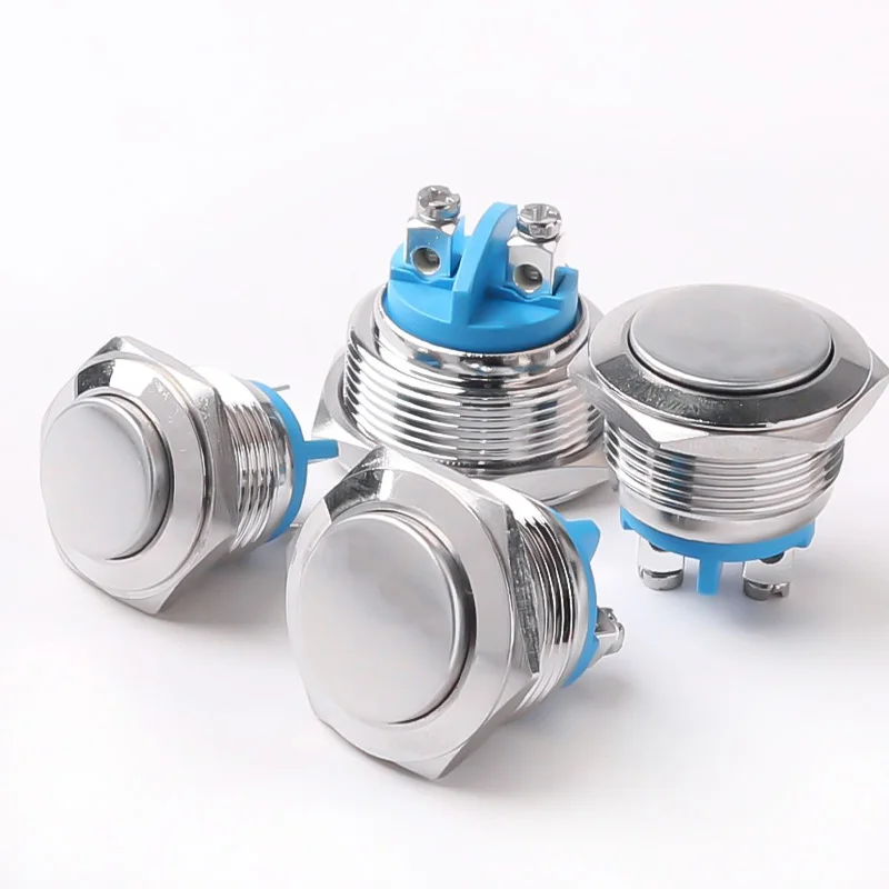 16MM 19MM 22MM Metal Button Switch Screw/Welding Foot High/Flat/Ball Head 1NO Momentary Waterproof  Switch