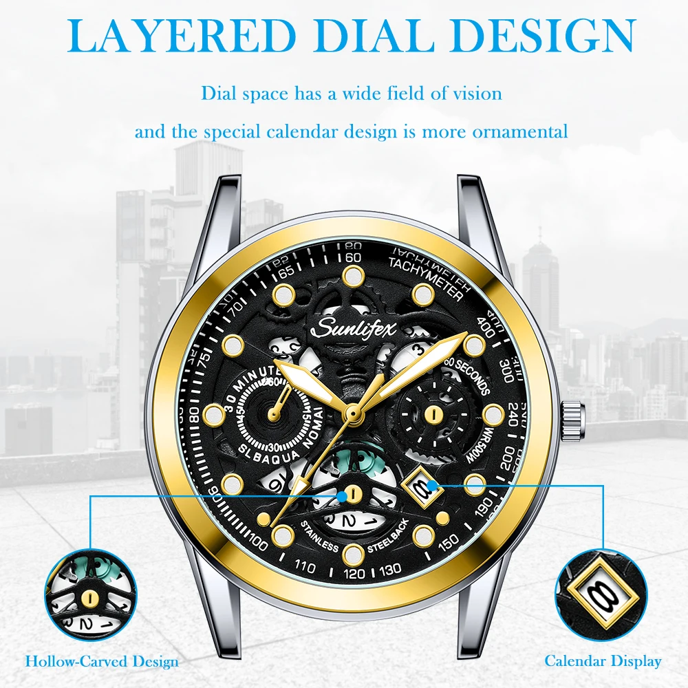 Sunlifex Orologio tradizionale da uomo d'affari Trend Leisure Business Orologio al quarzo