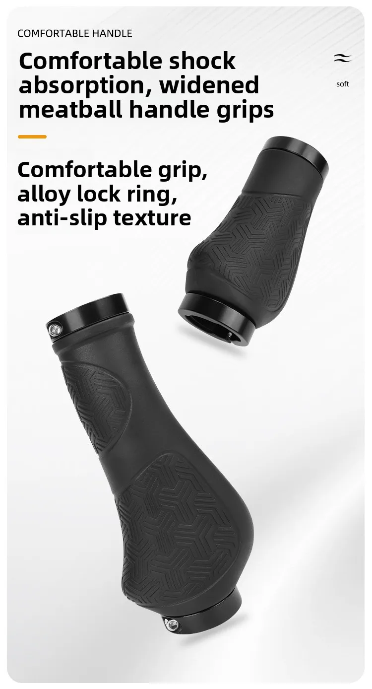 Ein Paar Fahrradlenkerüberzüge, faltbare Gummi-Co-Griffe, lange und kurze ergonomische beidseitig verriegelbare Griffe – Detail 1
