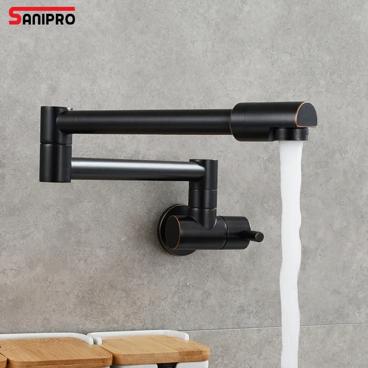 

SANIPRO Wall Mounted Pot Filler Brass Single Cold Water Tap Kitchen Extended 360 Degree Folding Vegetable Washing Faucet
