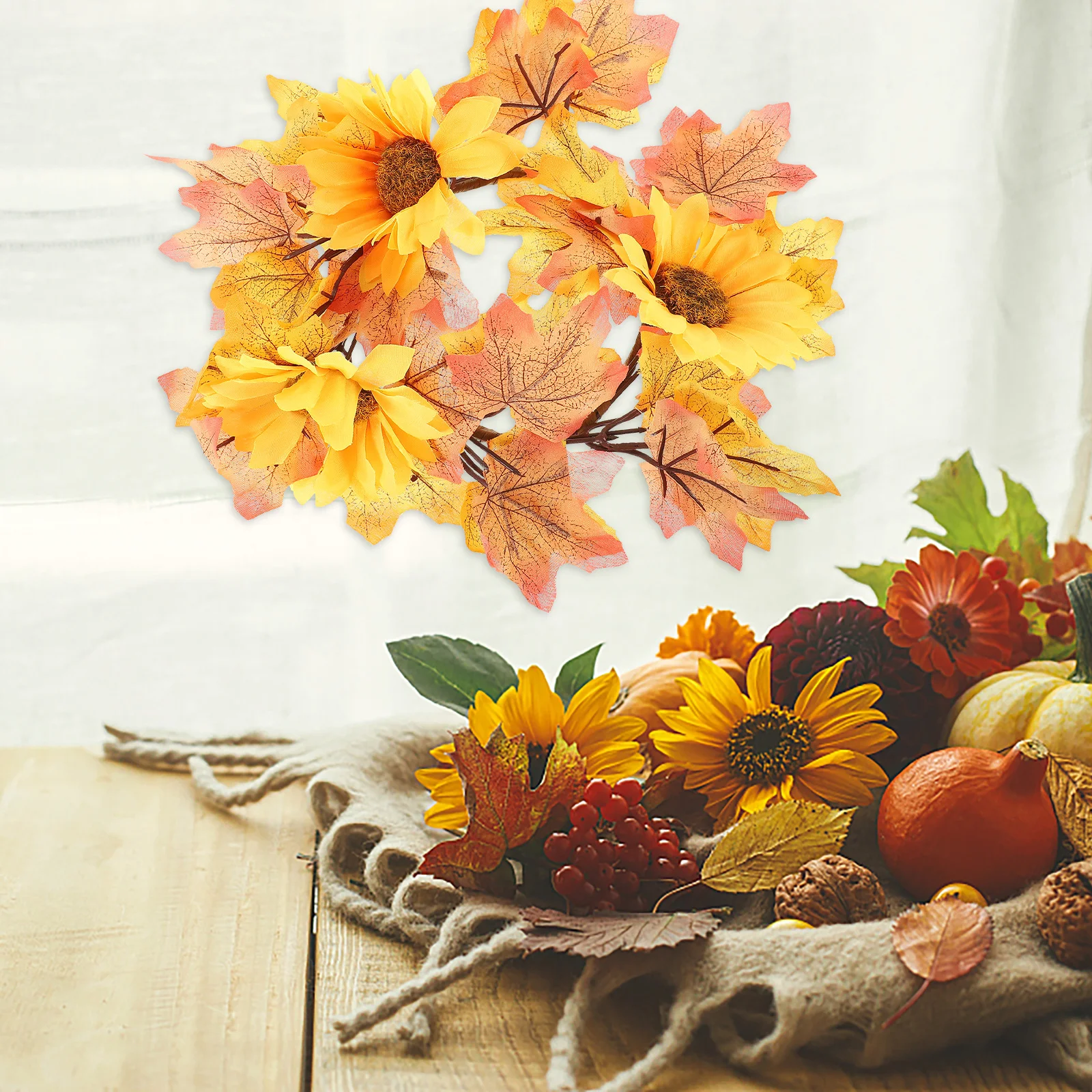 

Maple Leaves Wreath Autumn Front Door Decoration Fall Harvest Garland Hanging Door Pendant Thanksgiving Day Wreath Seasonal