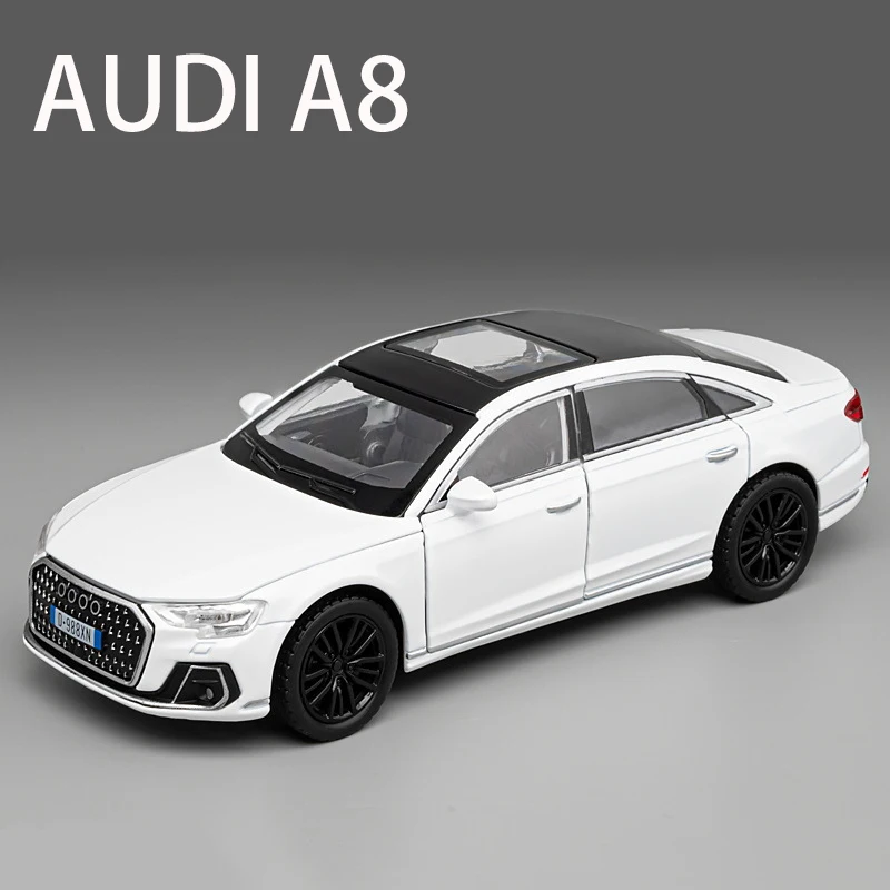 1:32 AUDI A8 2024 Alloy Model Car Toy Diecasts Metal Casting Sound and Light Car Toys For Children Vehicle