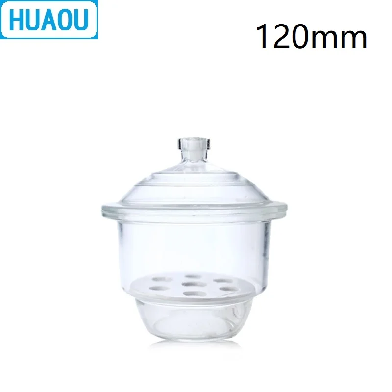 HUAOU 120mm Vacuum / Normal Desiccator Transparent / Brown Glass with Ground - In Stopcock Porcelain Plate Lab Drying Equipment