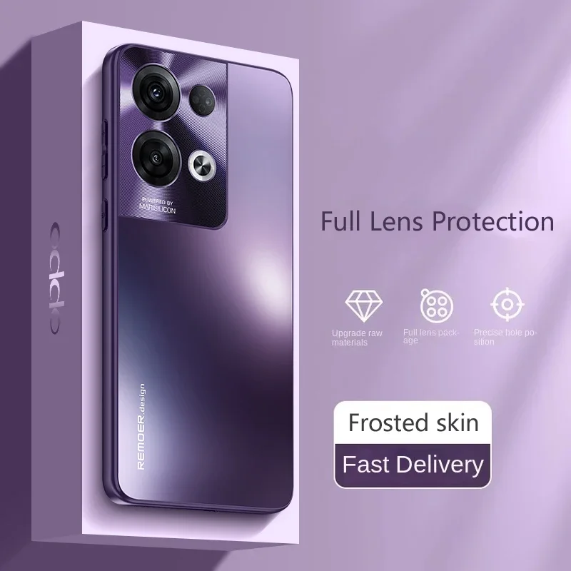 

Чехол из матовой кожи с металлической кожей для OPPO Find X8 Reno 8 14 13 Pro 5G, противоударный чехол с полной защитой объектива, задняя крышка