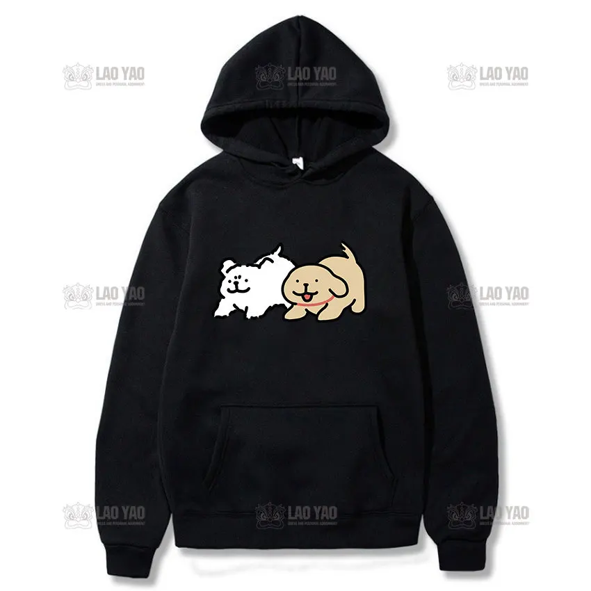 Maltese Line Puppy Lovely Cartoon Sweatshirt Woman Man Autumn and Winter Graphic Hoodie Couple Keep Warm Hip-hop Gift Pullover