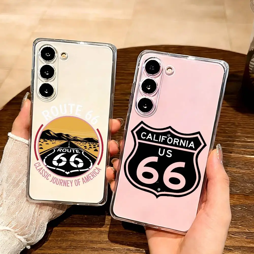 

Classic Route US-66 Printing Phone Case For SamsungA10 A12 A31 A40 A70 Transparent Cover Case