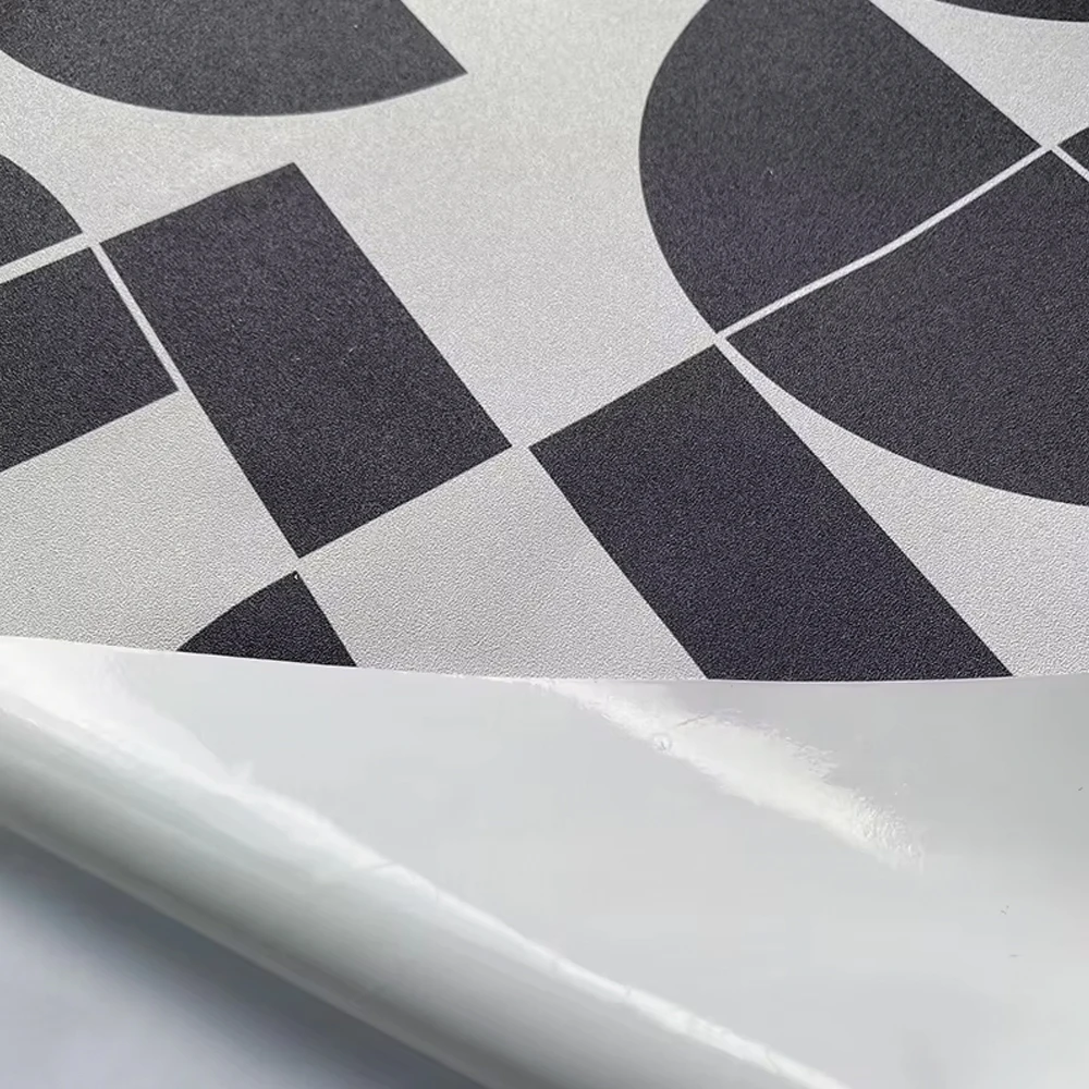 Vintage Geometric Wallpaper in Black and White Palette Mid Century Modern Retro , PVC Wall Paper for Stylish Home Decoration