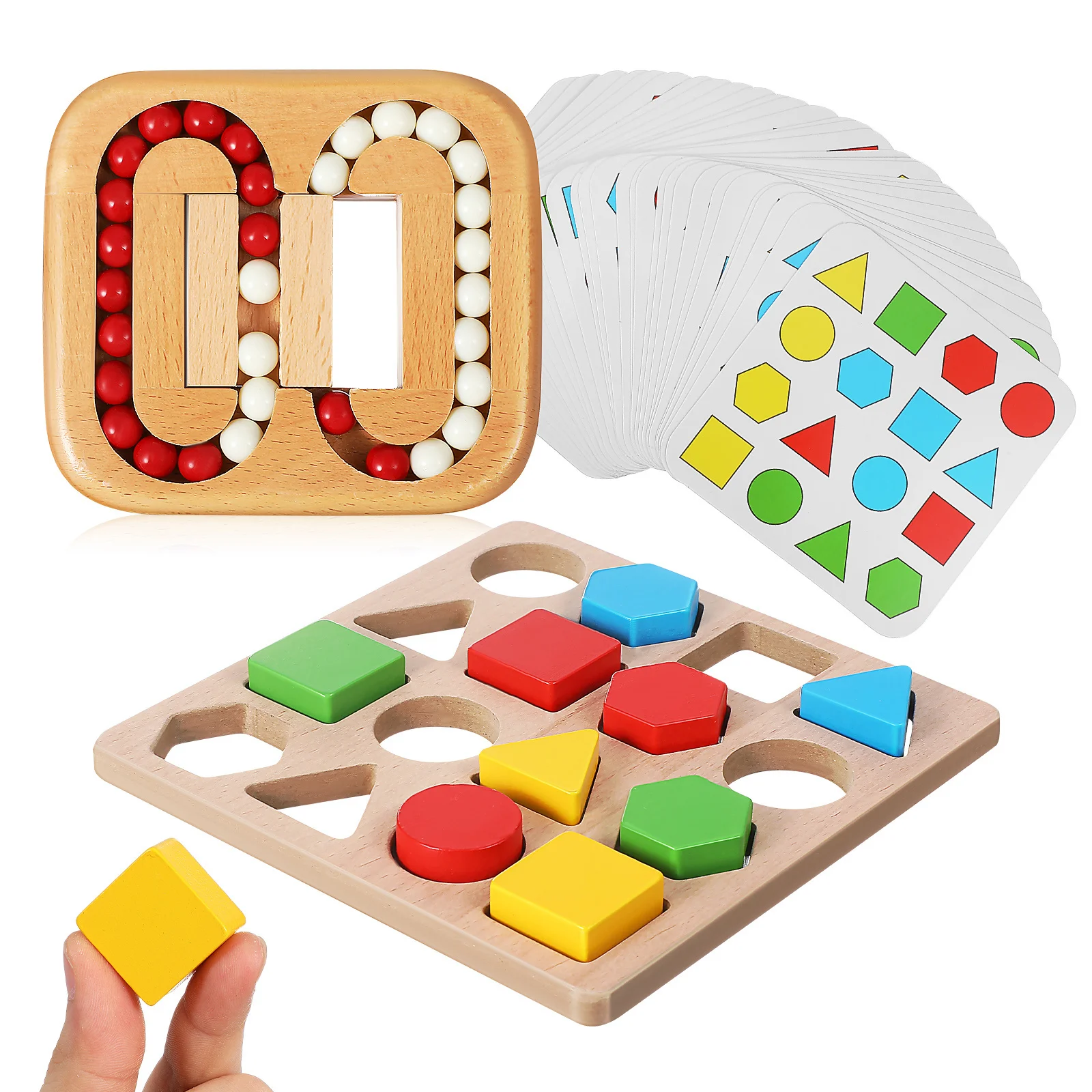 

1 Set Wooden Maze Puzzles For Seniors Geometric Shape Matching Brain Teaser Game Handheld Cognitive Activity Puzzle For Elderly
