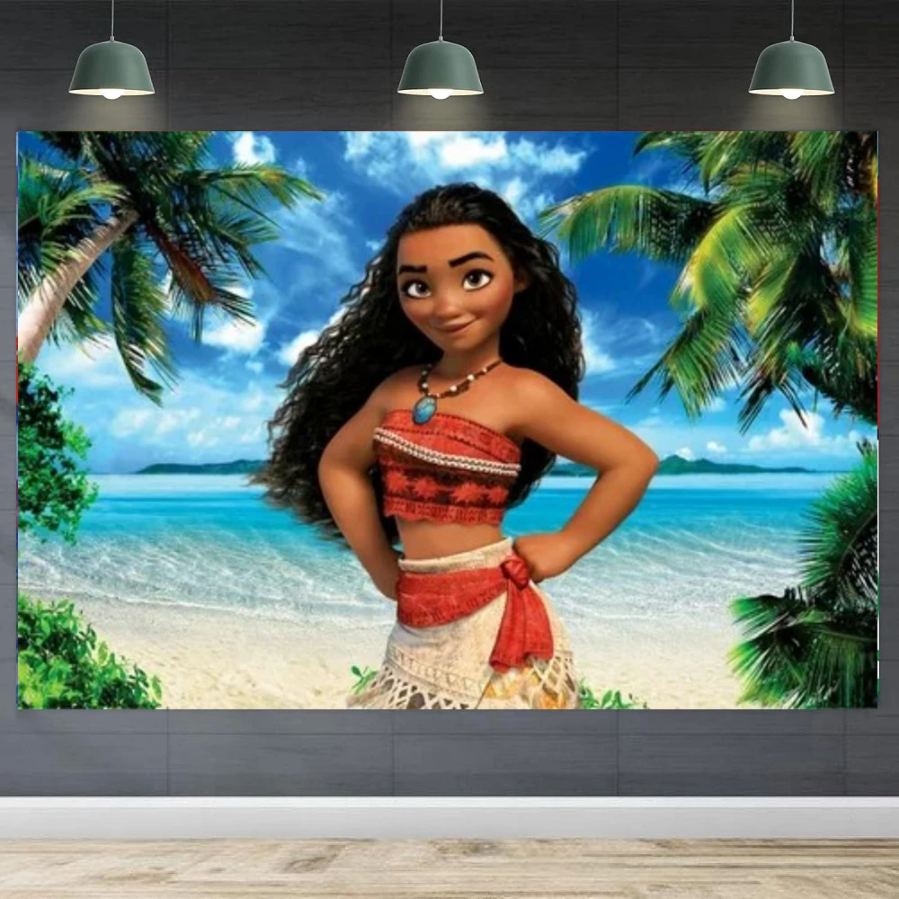 写真撮影の背景モアナポスター子供女の子プリンセス誕生日パーティーベビーシャワーの背景寝室の装飾カスタマイズすることができます