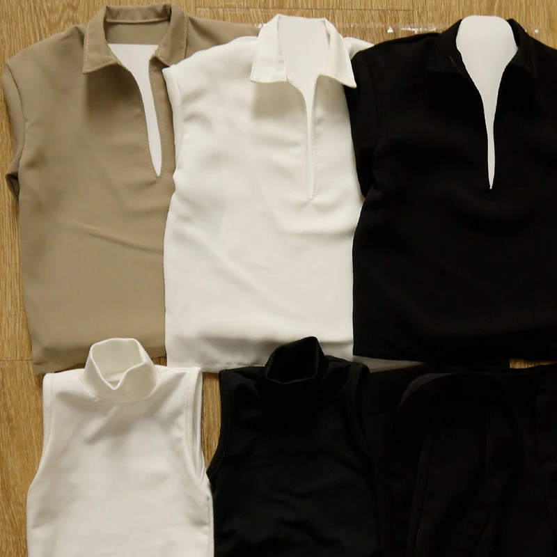 

D09-P865 children handmade toy uncle ID75 BJD/SD doll's clothes V-neck shirt black casual pants 1pcs