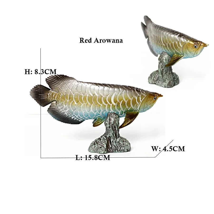 Arowana Pirarucu Coelacanth Bichir Alligator fish Model Marine Animal Action Figures Collectible Toys for Kids Educational Gifts