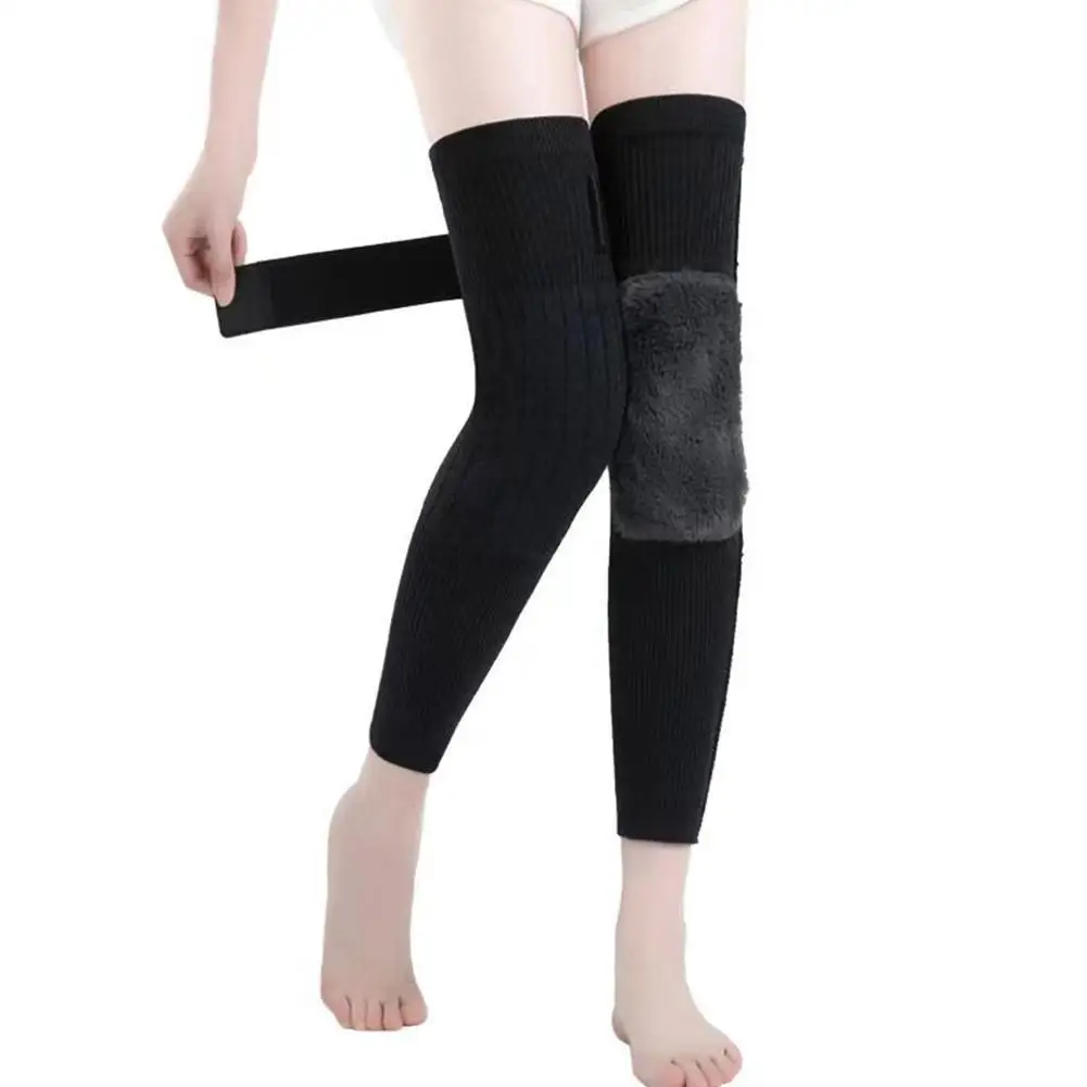 Winter Thermal Knee Sleeve Non-Slip Elastic Wool Cashmere Knee Brace Support Protector Knee Warmer Pads Legging Stockings Wraps