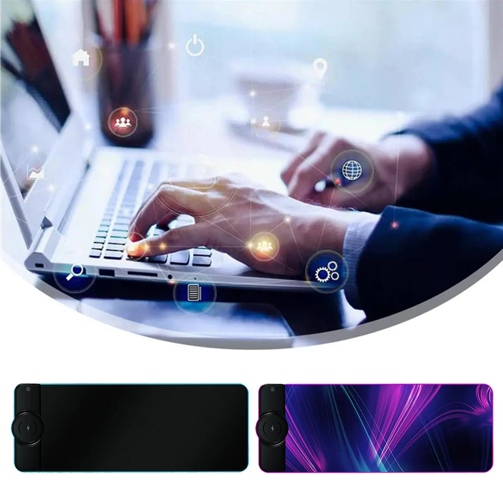 10W Charging Keyboard Pad, Extra Large, Anti-slip Rubber Base