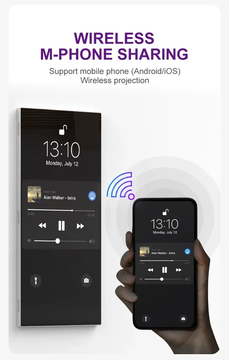 Hot Sales32 43 Polegadas Display LCD Montado Na Parede Tela de Toque Capacitiva Espelho Inteligente Mágico Aptidão