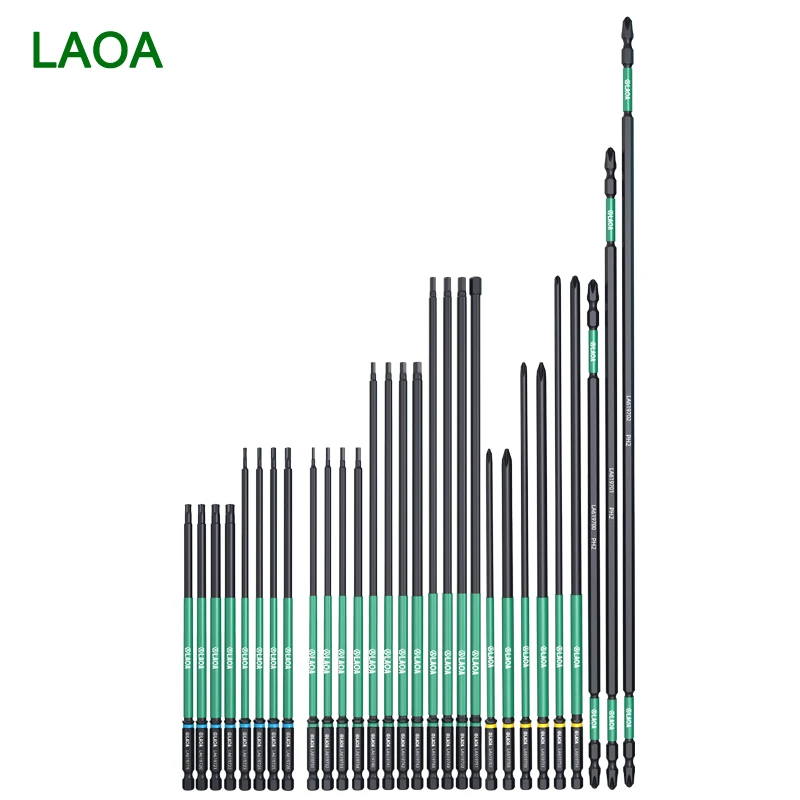 LAOA 2 Stück Hochfester Kugelkopf-Sechskant-Steckschlüssel-Bit, schlagfest, elektrischer Bit mit magnetischem, rutschfestem H1,5-H6