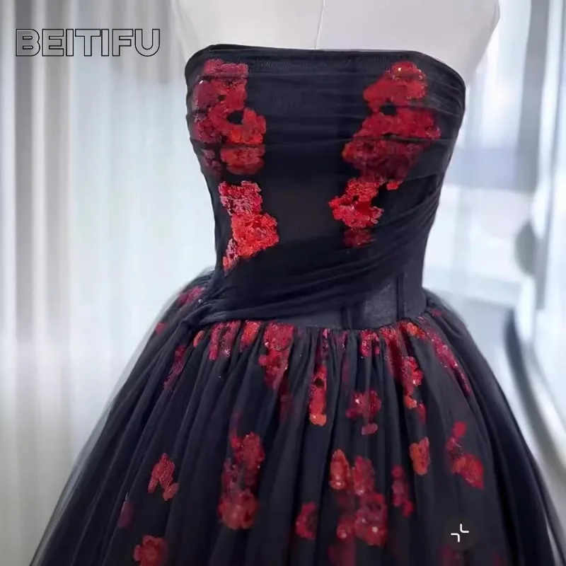 Customized Palace Style Elegant Evening Dresses for Women Strapless Light Luxury Lace Embroidery Women's Wedding Party Dress