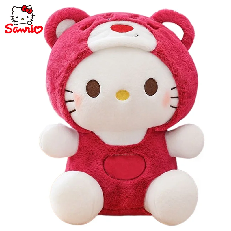 

Hello Kitty Sanrio мягкий милый клубничный медведь детская большая кукла Праздничная Рождественская Кукла кавайное украшение для комнаты плюшевый подарок