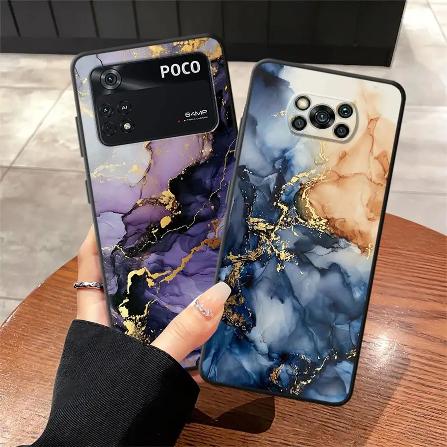 حافظة لهاتف Xiaomi Poco M5 C50 C71 C61 F3 C75 F1 X3 X4 X5 X7 Pro M3 M4 M7 Pro C40 غطاء هاتف ناعم أسود رخامي جميل