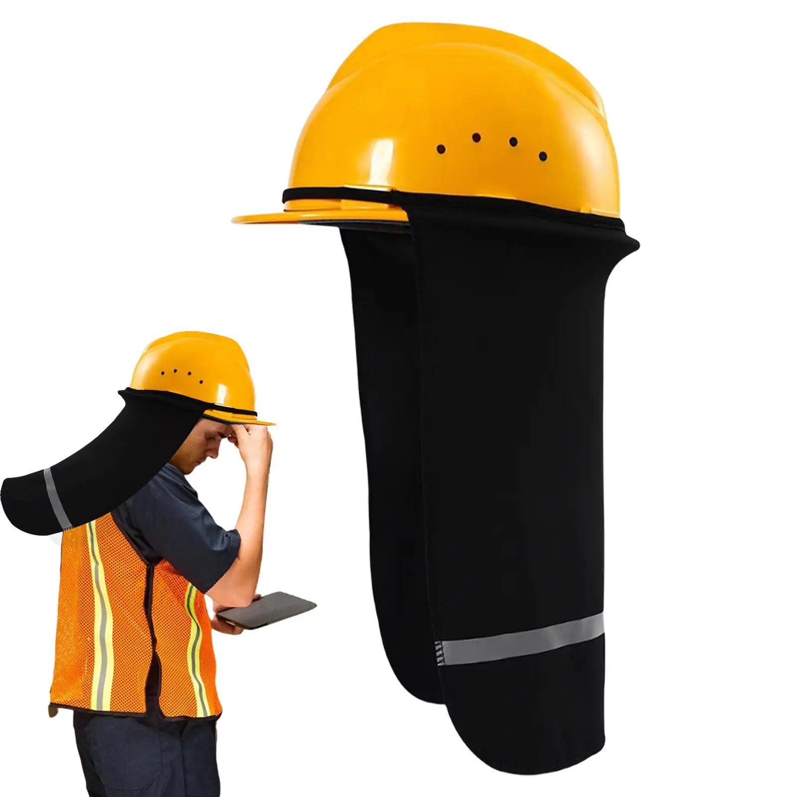 

Hard Hat Visor Sun Shade Reflective Stripe Neck Shield Safety Hard Hat Cap Sun Shade Protective Helmets for Workplace Safety