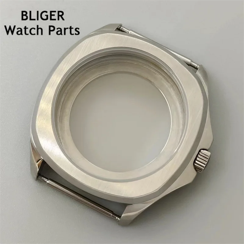 

BLIGER 42mm silver black watch case sapphire glass fit NH35 NH36 ETA2824 2836 Miyota8205 8215 821A Mingzhu DG2813 3804 PT5000