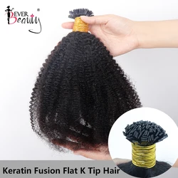 Afro Kinky Curly Fusion K Tip Hair Extension Human Hair Keratin Flat Tip Hair Extensions Bundles Microlinks Black Women