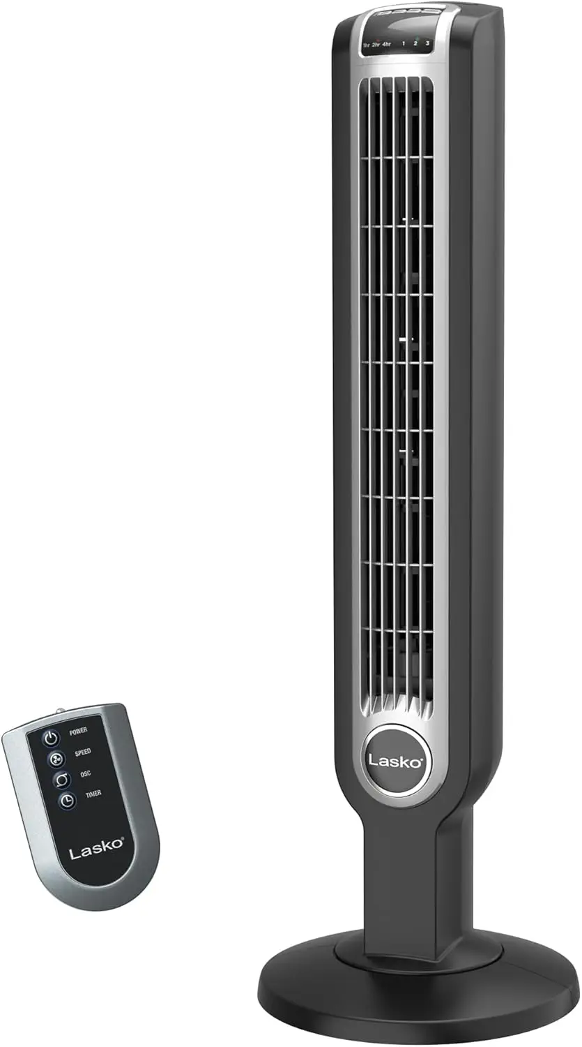 

Tower Fan with Remote Control, Quiet Oscillating Fan for Bedroom, Office, 3 Speeds & Timer, 36" Black