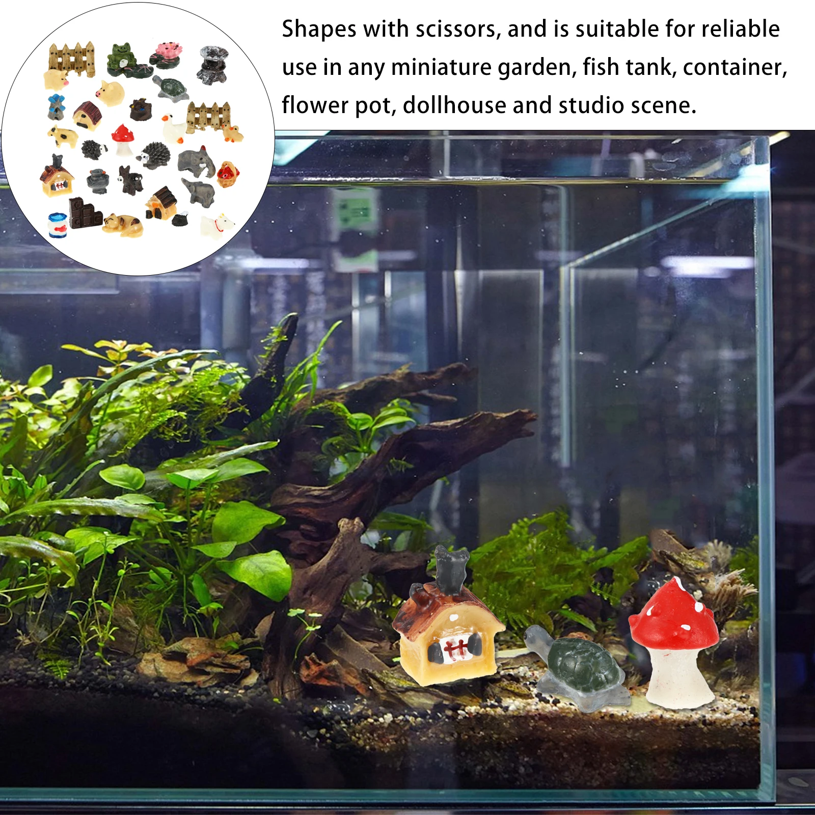 

30pcs Resin Ornament Indoor Outdoor Mini Succulent Bonsai Decoration For Dollhouse Terrarium Plant Pot Gift