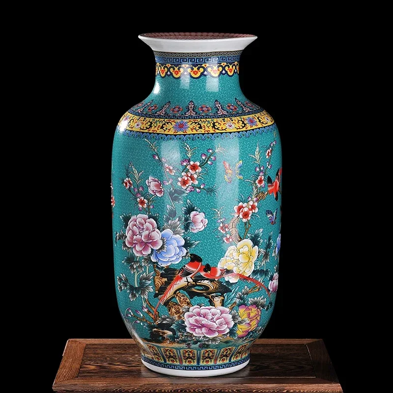 Jingdezhen Antique Porcelain Enamel Fish Tail Shape Vase Large Classical Chinese Mansion Decoration Magnificent Ornament