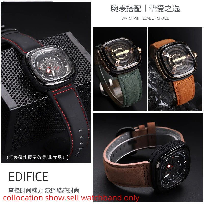 28mm Large size Wrist watch band For Seven Friday P1 S2 M2 02 M3 Q2 Retro Frosted brown Genuine leather watch strap Men Bracelet