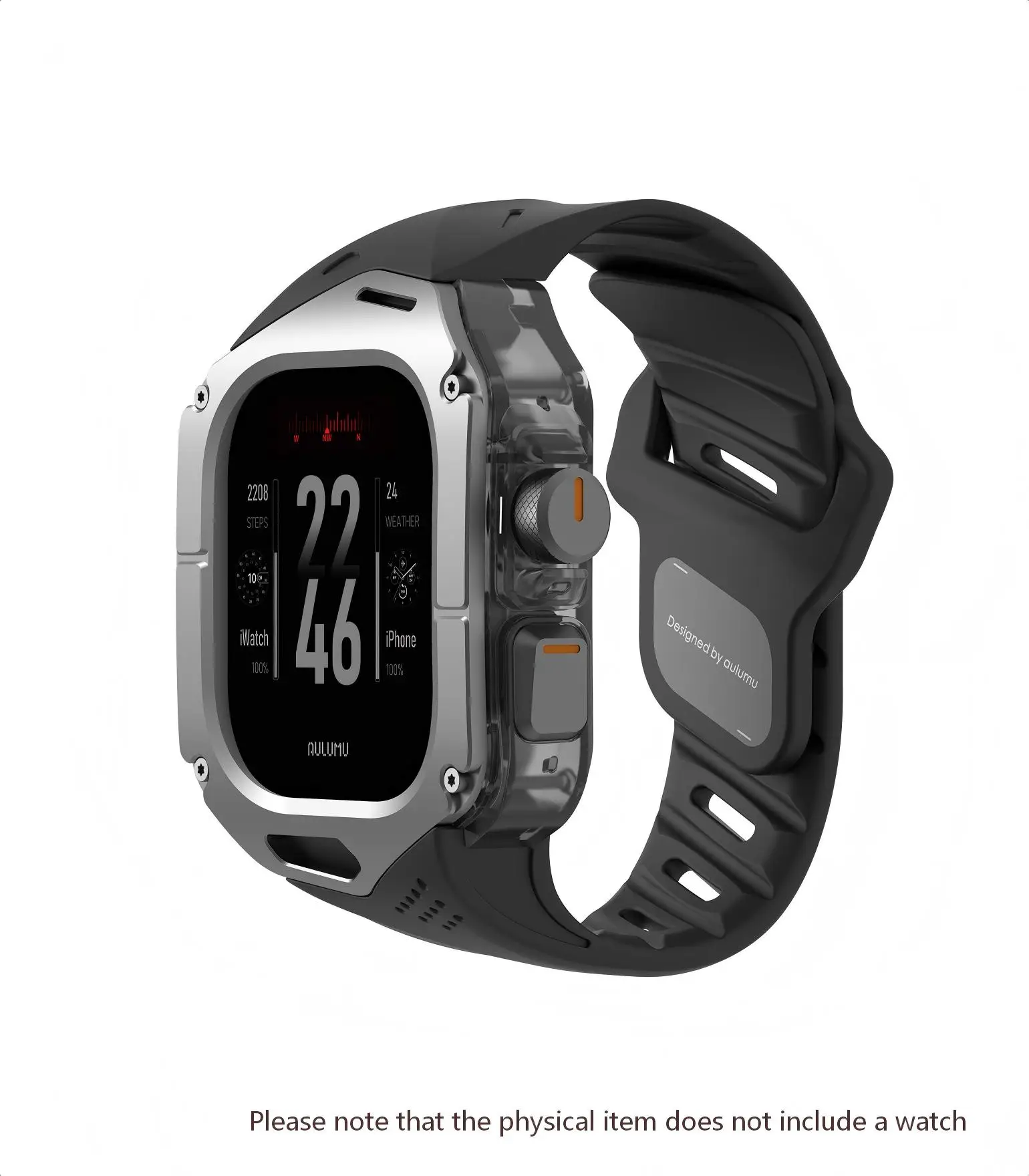 Aulumu A01 koolstofvezel hoes voor Apple Watch Ultra 1/2 49 mm, luxe en lichtgewicht ontwerp, FKM-rubberen band.