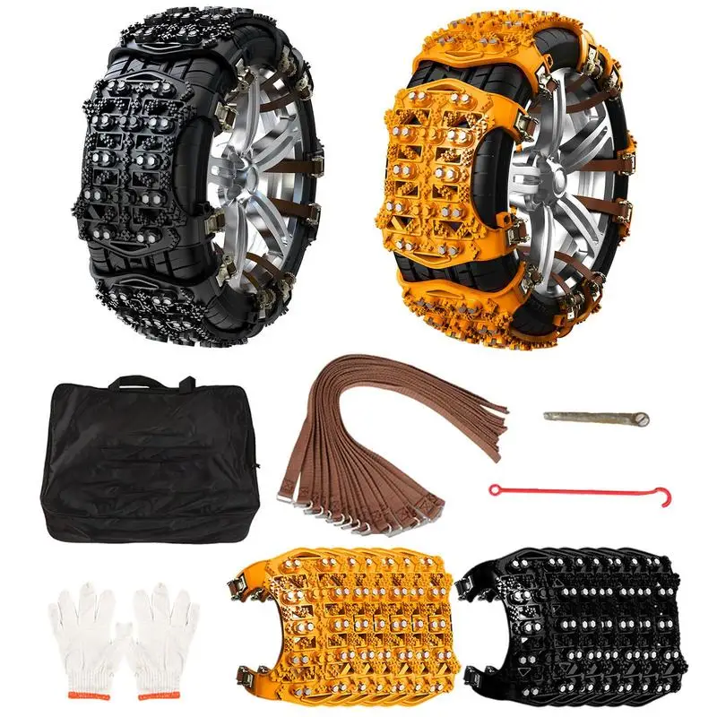 

Anti Snow Chains SUV Widen And Thicken Snow Chains 6 Pcs Secure Driving Tools With Double Threads And Layered Patterns In Bad