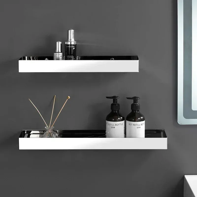Fashion 304 Stainless Steel Polished Bathroom Shelf Perforated Installation Wall Mounted Washbasin Shelf Bathroom Accessories