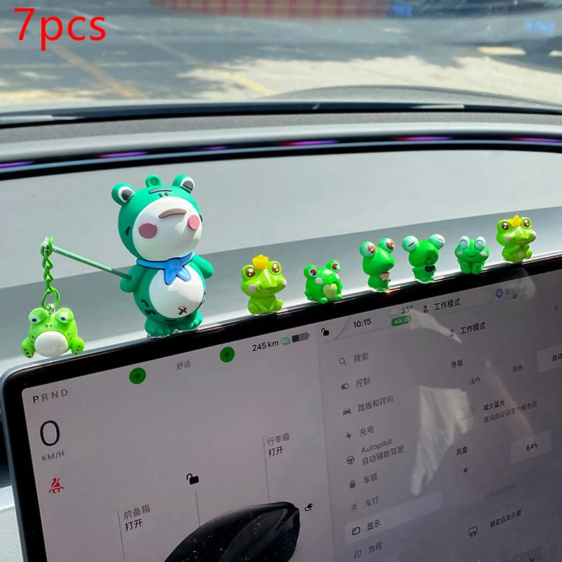 7Pcs/set Lonely Frog Car Accessories Cartoon Car Center Console Decoration Office Desk Computer Screen DecorationDoll Gift