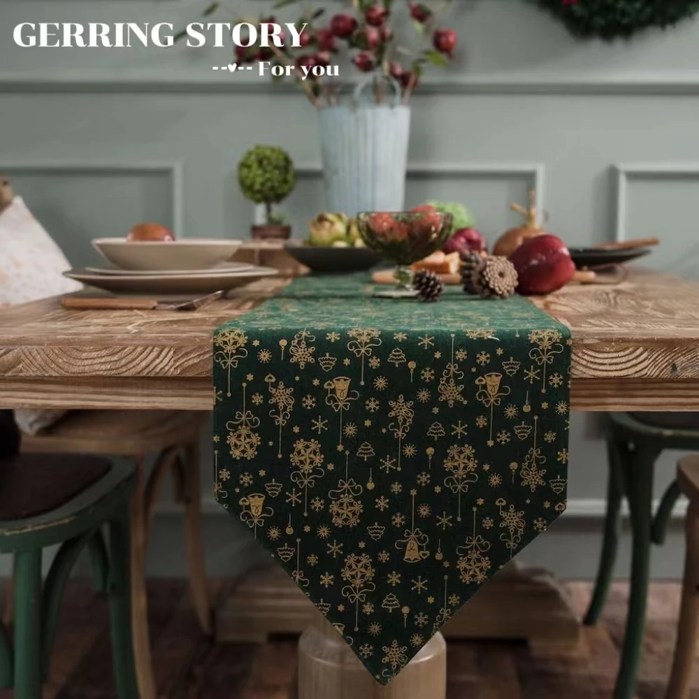 

Gerring Christmas Home Decoration Red Table Flag American Tea Table TV Cabinet Linen Table Runner Green Country Tablecloth