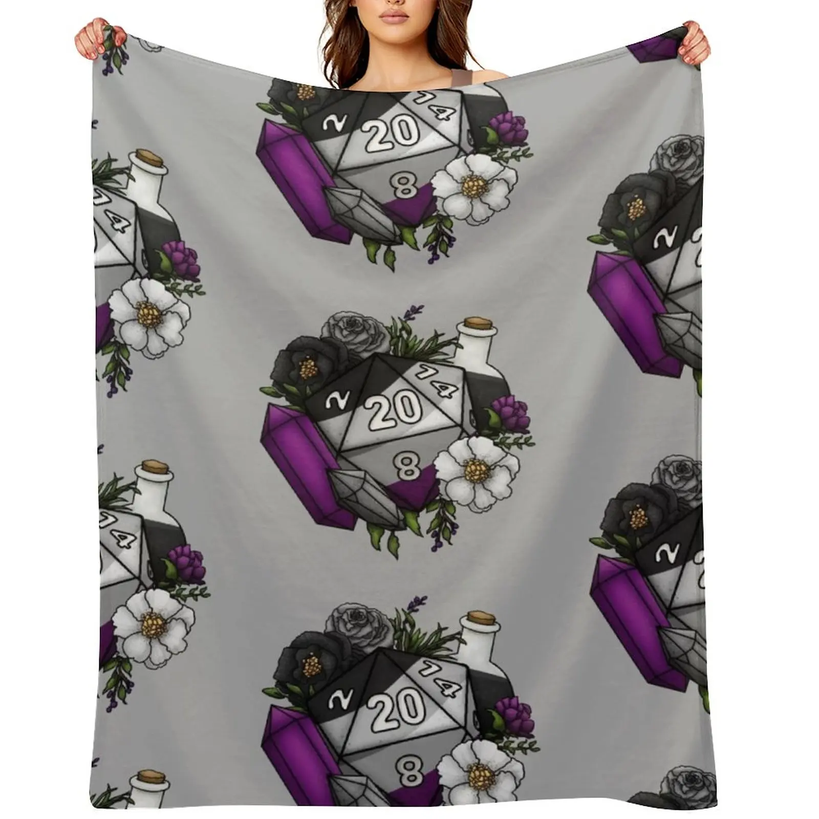 

Pride Asexual D20 Tabletop RPG Gaming Dice Throw Blanket Luxury St Flannel Fabric valentine gift ideas Polar Blankets