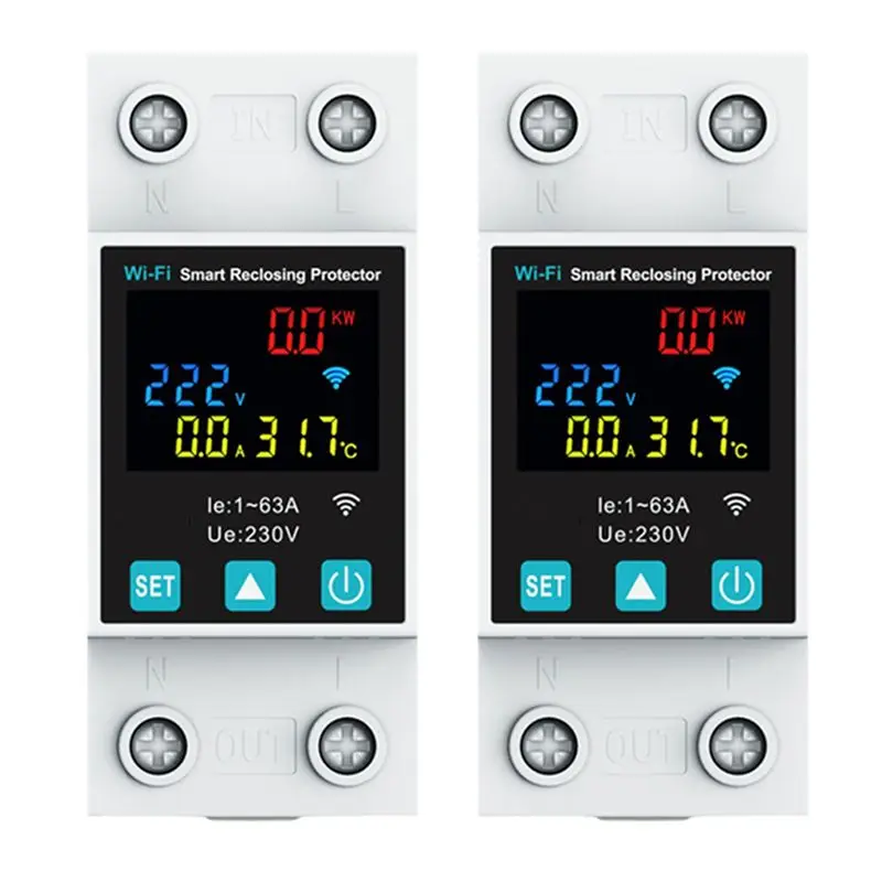 

AB11-2X New 1P 1-63A Tuya Wifi Smart Circuit Breaker LED Display Switch With Power Metering Smart Life Control Via Alexa Home