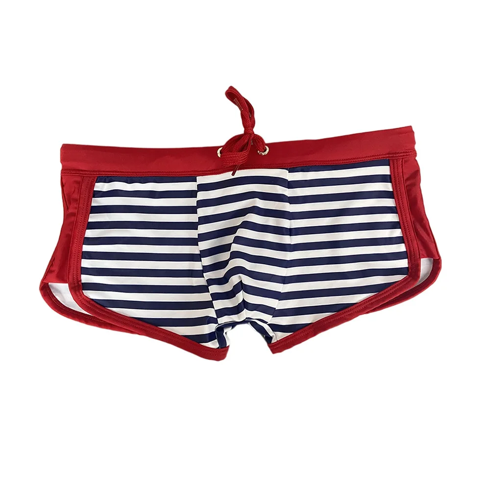 2026men's boxer swimming trunks striped side split youth swimming trunks soaking hot spring beach swimsuit 15008