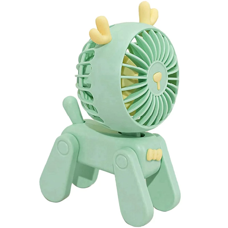 Small Fan Table Fan Stable Standing Desktop Mini Fan Adult Children Outdoor Travel Can Be Used(Green)