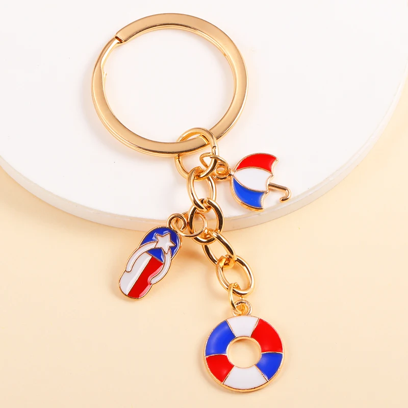 Hot Selling USA Flag Cross Heart Star Keychain America Pop Patriotism Keyrings For Women Men Car Key Bags Decor Party DIY Gifts