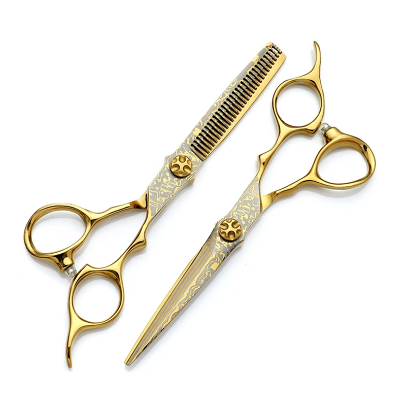 Professional Sharp 5.5'' & 6'' 440C Stainless Steel Hair Scissors Hardness Salon Use Thinning Shears for Hairdressers