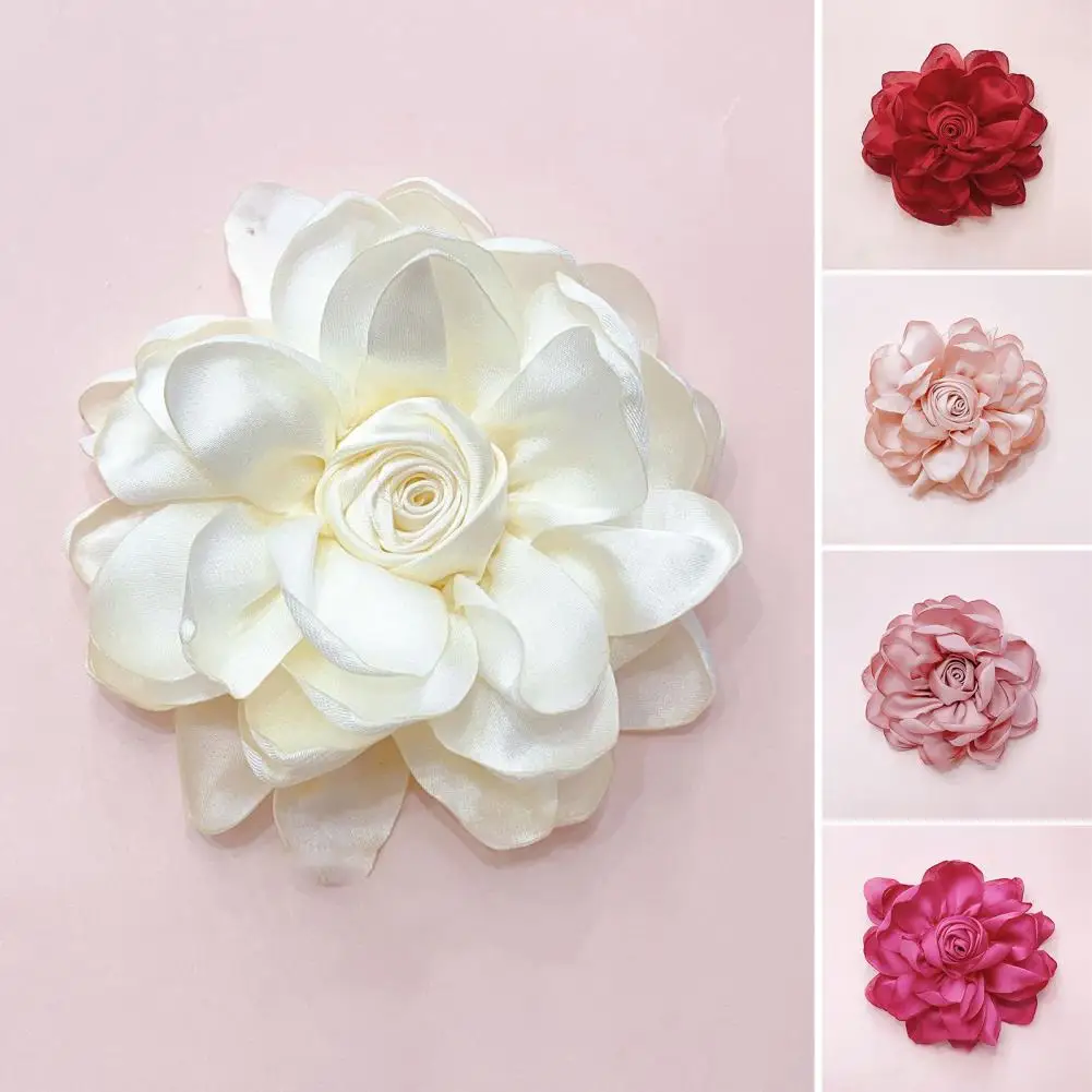 10cm Rose Fabric Flower Accessory Women Versatile Corsage Hair Clip Suit Lapel Clothing Bags DIY Corsage Satin Wrist Flower