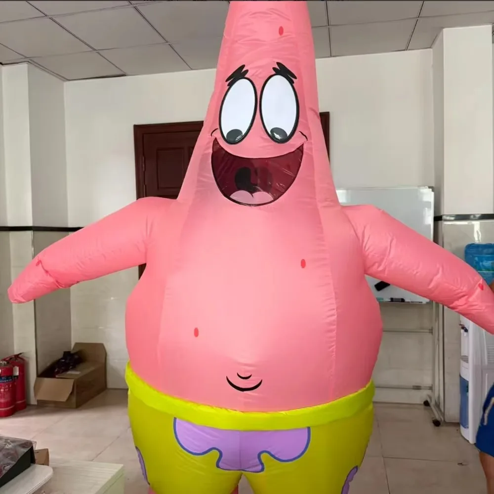 Novelty Patrick Star Inflatable Costume Patrick Star Blow Up Full Body Cosplay Christmas Carnival Festival Friend Party Dress