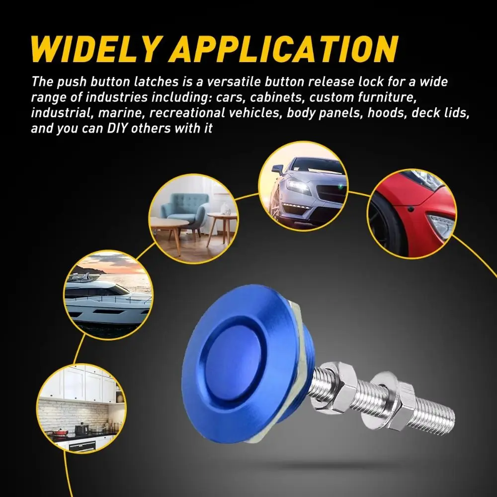 

Car Accessories Aluminum Alloy Hood Pins Lock Clip Security Billet Hood Lock Anti-Theft 25mm Mini Size Push Button Lock Body Kit