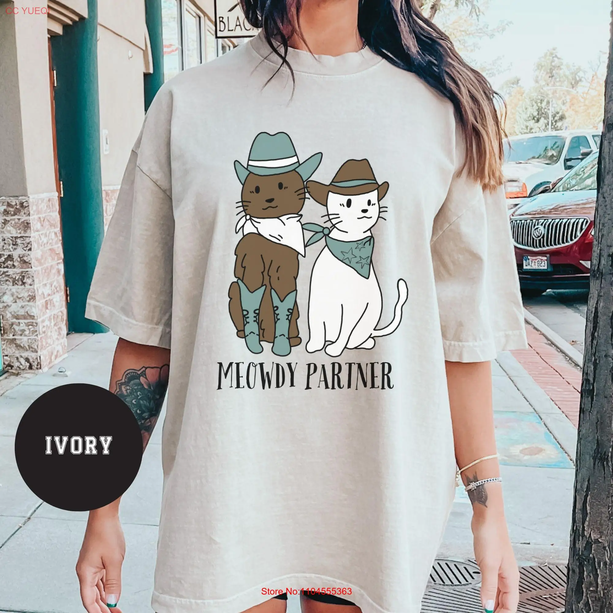 

Футболка Meowdy Partner Western Cat Comfort Colors Lover Mom, забавная ковбойская футболка в стиле ретро, винтажный стиль, длинные или короткие рукава