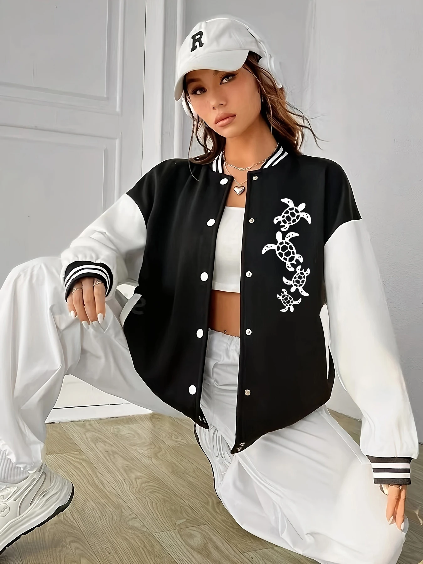 

Куртка-бомбер женская повседневная в стиле хип-хоп, уличная, зимняя, теплая, флисовая, свободного кроя, спортивная