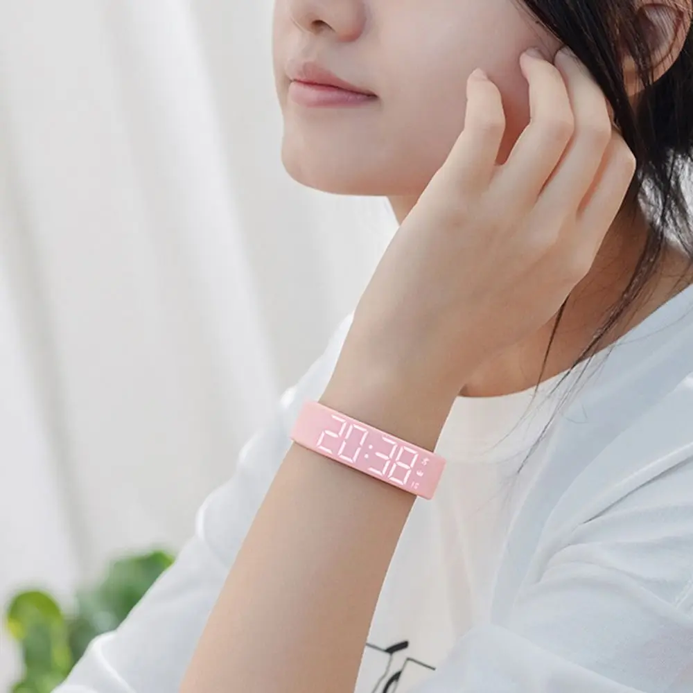 

Светодиодный цифровой будильник, водонепроницаемые регулируемые браслеты для фитнеса с шагомером для бега, браслет-будильник с защитой от повтора