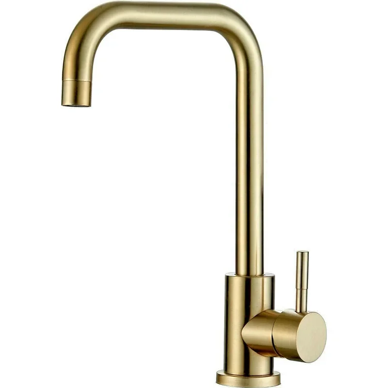 304 Stainless Steel Kitchen design faucet modern  sink cold and hot  pull type rotary Brushed gold